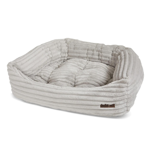Jax & Bones Plush Wide Wale Corduroy Napper Nest Dog Bed — Luna Grey