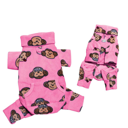 Klippo Pet Silly Monkey Turtleneck Dog Pajamas — Pink