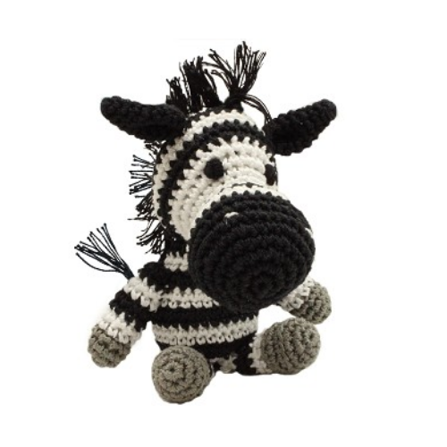 Zsa Zsa Zebra Mirage Pet Flys Knit Knacks Organic Cotton Dog Squeaky Toy