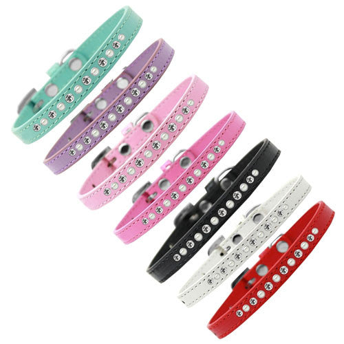 Mirage Faux Leather Pearl and Clear Crystal Puppy Collar All colors