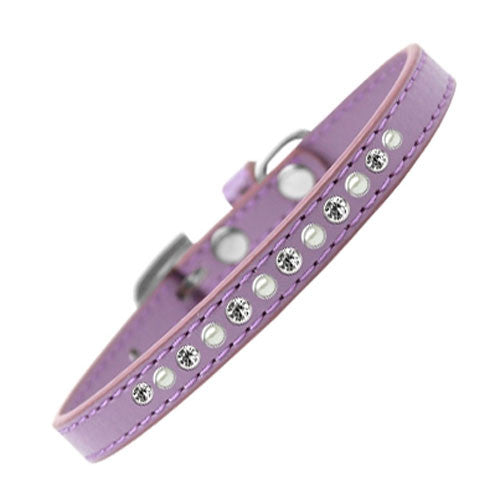 Mirage Faux Leather Pearl and Clear Crystal Puppy Collar Lavender