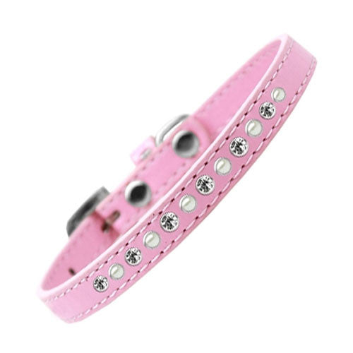 Mirage Faux Leather Pearl and Clear Crystal Puppy Collar Light Pink