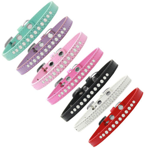 Mirage Faux Leather Designer Pearl Puppy Dog Collar All Colors