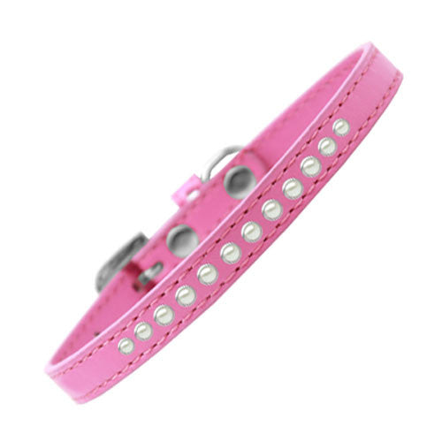Mirage Faux Leather Designer Pearl Puppy Dog Collar Bright Pink
