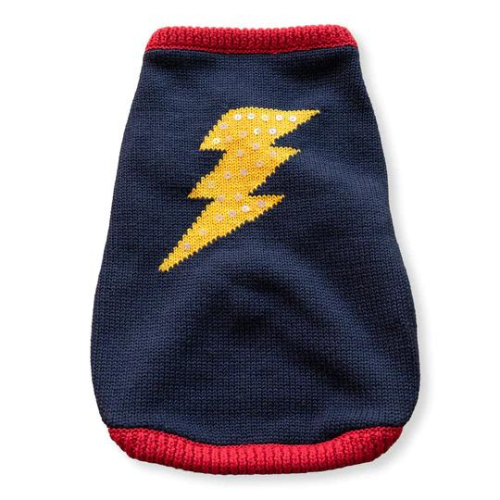 Oscar Newman Dash of Flash Lightning Bolt Super-Hero Dog Sweater Back View