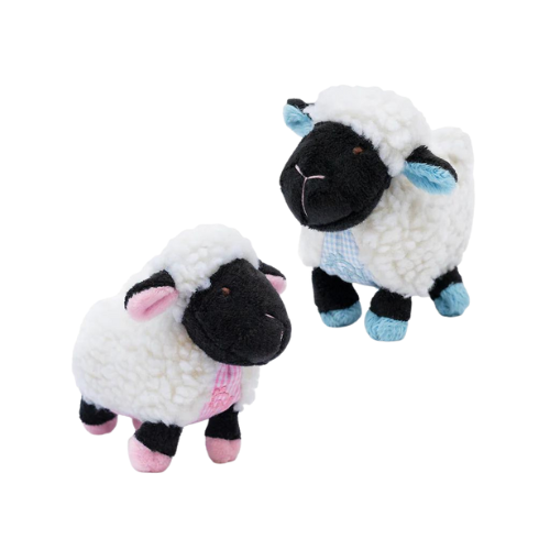 Oscar Newman Farm Friends Pipsqueak Small Breed Squeak Dog Toy — Sheep Both Colors 