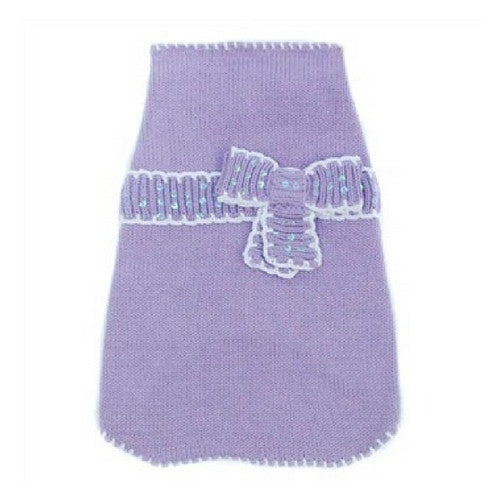 Oscar Newman Couture Lavender Take A Bow Designer Dog Sweater