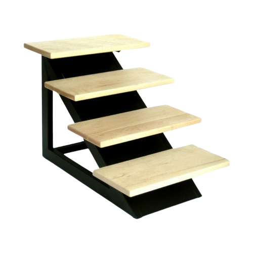 Pets Stop Modern Maple Wood Steps and Wrought Iron Base Loft Pet Stair Side View