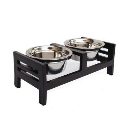 Pets Stop Moretti Double Diner Elevated Dog Feeder Bowl Small Mocha