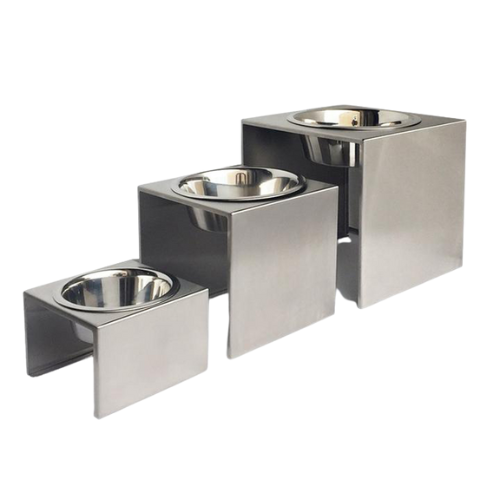Pets Stop Stainless Steel Slate Single Diner Elevated Dog Feeder Bowl All  Sizes