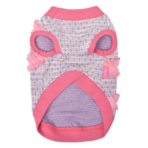 PUPPIA Scarlett Houndstooth Sleeveless Dog Shirt — Pink Front View