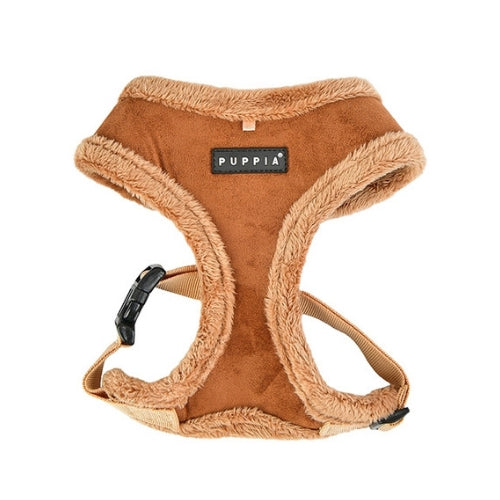 PUPPIA Terry Suede Dog Harness Brown Front View