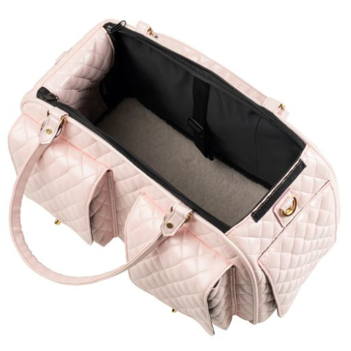 PETOTE Marlee 2 Bag Airline Approved Travel Dog Carrier — Pink Quilted Top View