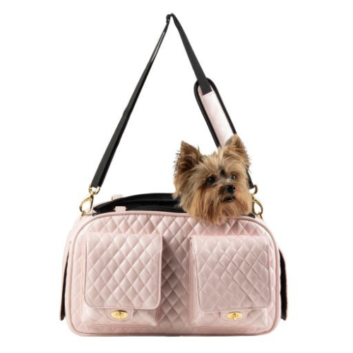 PETOTE Marlee 2 Bag Airline Approved Travel Dog Carrier — Pink Quilted with Dog