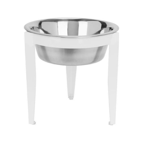 Pets Stop Wrought Iron Vision Single Diner Elevated Dog Bowl — White