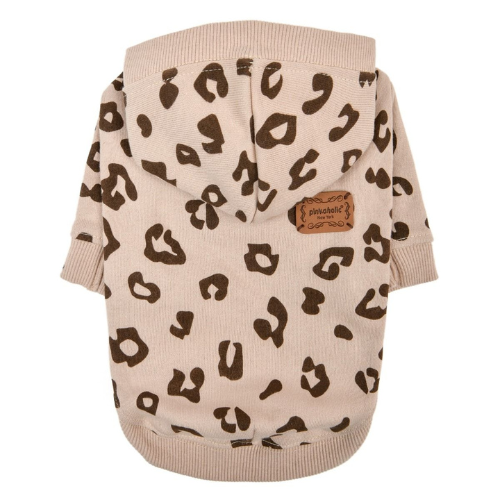 Pinkaholic New York Leopardess Cotton Hoodie Dog Shirt — Beige Back