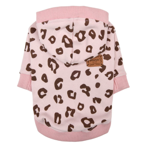 Pinkaholic New York Leopardess Cotton Hoodie Dog Shirt — Pink Back