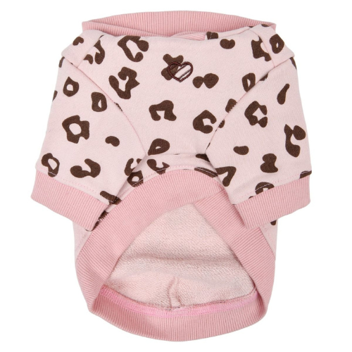 Pinkaholic New York Leopardess Cotton Hoodie Dog Shirt — Pink Front