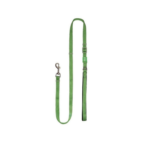 Plush USA Adjustable Reflective Nylon Neoprene Dog  Lead —  Grass Green
