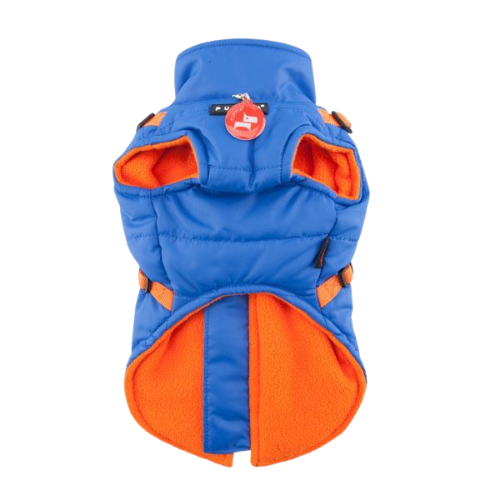 Puppia Mountaineer II Fleece Vest Waterproof Harness Dog Coat — Royal Blue Front