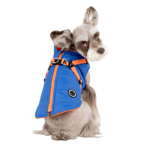 Puppia Mountaineer II Fleece Vest Waterproof Harness Dog Coat — Royal Blue on Dog
