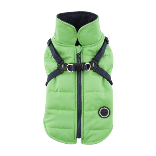 Puppia Mountaineer II Fleece Vest Waterproof Harness Dog Coat — GreenBack