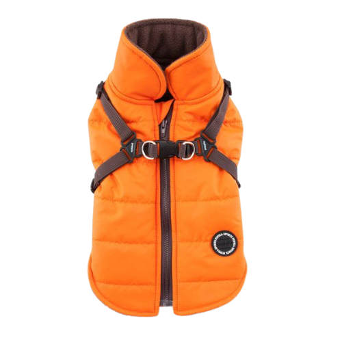 Puppia Mountaineer II Fleece Vest Waterproof Harness Dog Coat — Orange Back