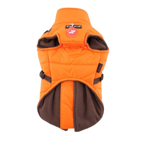 Puppia Mountaineer II Fleece Vest Waterproof Harness Dog Coat — Orange Front