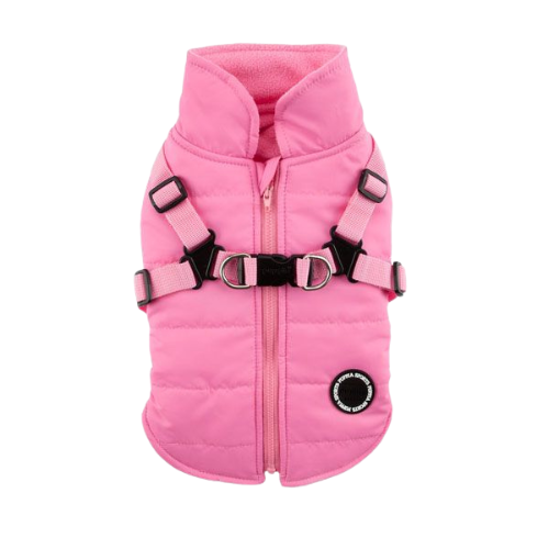 Puppia Mountaineer II Fleece Vest Waterproof Harness Dog Coat  — Pink Back