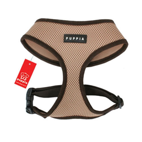 PUPPIA Soft Collar Air Mesh Adjustable Dog Harness — Beige