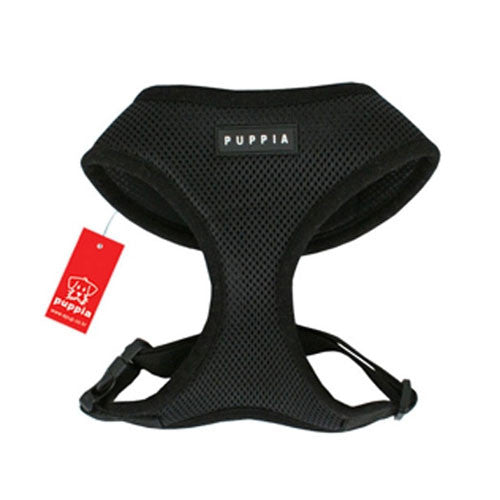 PUPPIA Soft Collar Air Mesh Adjustable Dog Harness — Black