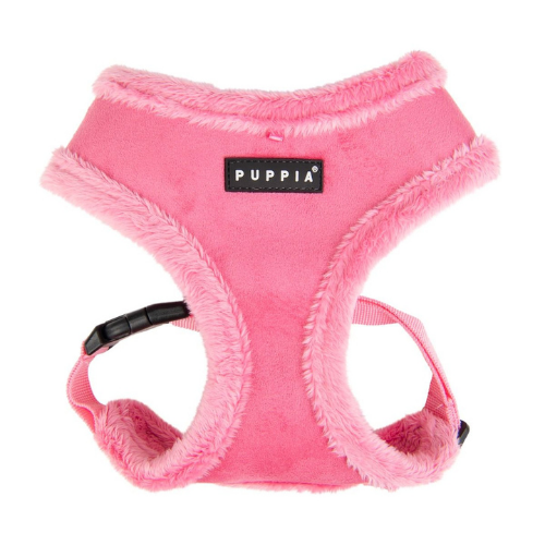 PUPPIA Terry Suede Dog Harness Pink Front View
