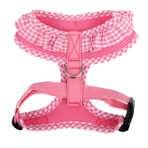 PUPPIA Vivien Soft Collar Adjustable Dog Harness A Pink Back