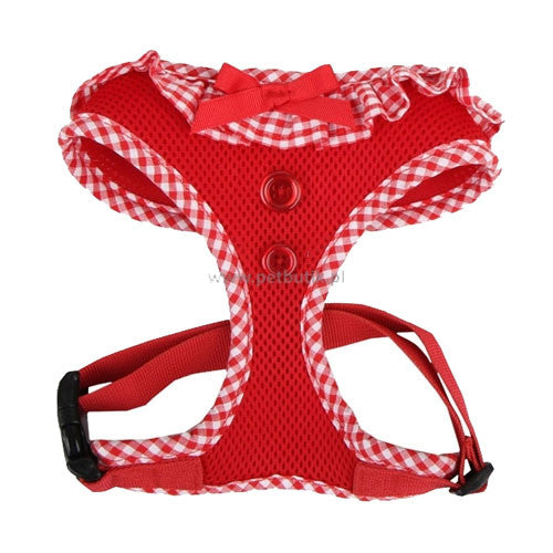 PUPPIA Vivien Soft Collar Adjustable Dog Harness A Red Front