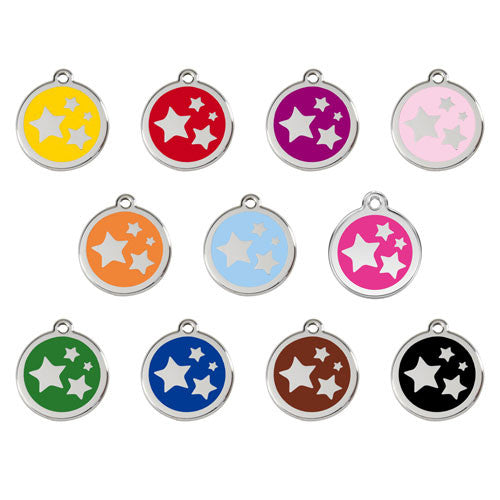 Red Dingo Stars Enamel Stainless Steel Dog ID Tag