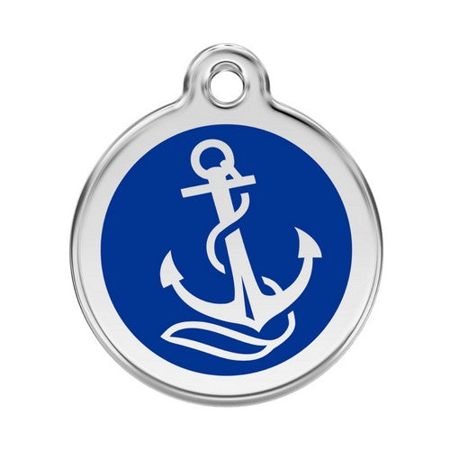 Red Dingo Anchor Enamel Stainless Steel Dog ID Tag Large