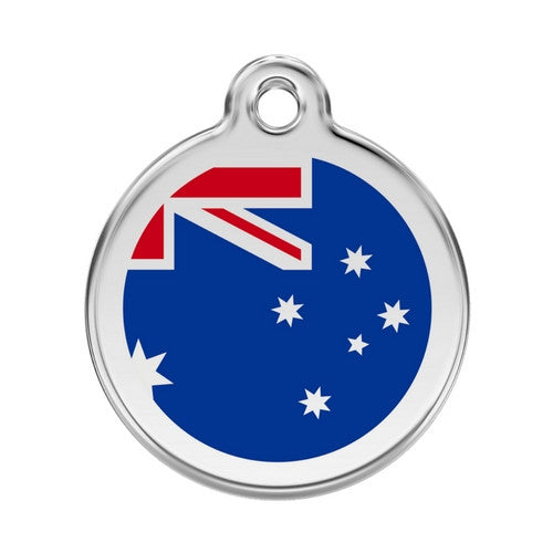 Red Dingo Enamel Stainless Steel National Flag Dog ID Tag Australia Large