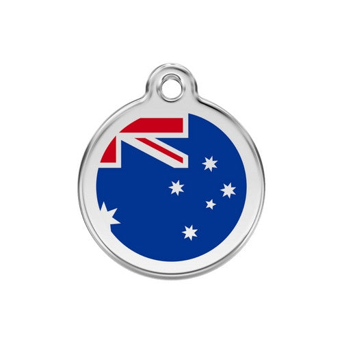 Red Dingo Enamel Stainless Steel National Flag Dog ID Tag Australia Medium