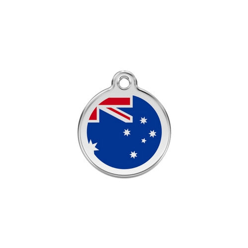 Red Dingo Enamel Stainless Steel National Flag Dog ID Tag Australia Small