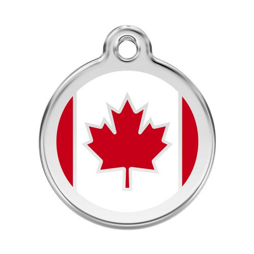 Red Dingo Enamel Stainless Steel National Flag Dog ID Tag Canada Large