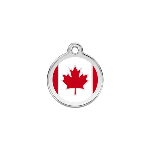 Red Dingo Enamel Stainless Steel National Flag Dog ID Tag Canada Small