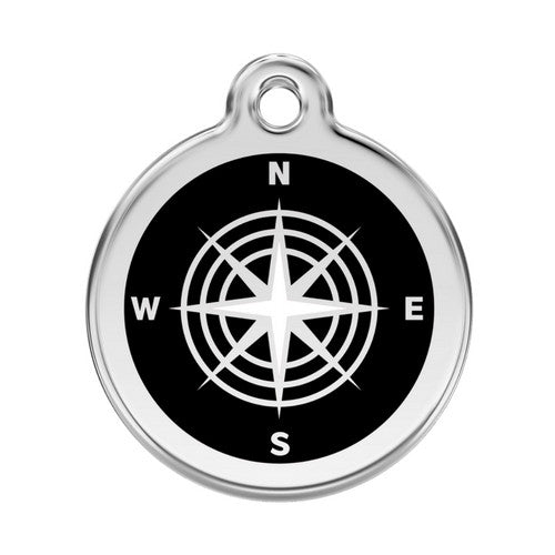 Red Dingo Compass Enamel Stainless Steel Dog ID Tag Large
