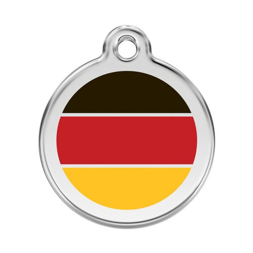 Red Dingo Enamel Stainless Steel National Flag Dog ID Tag Germany Large