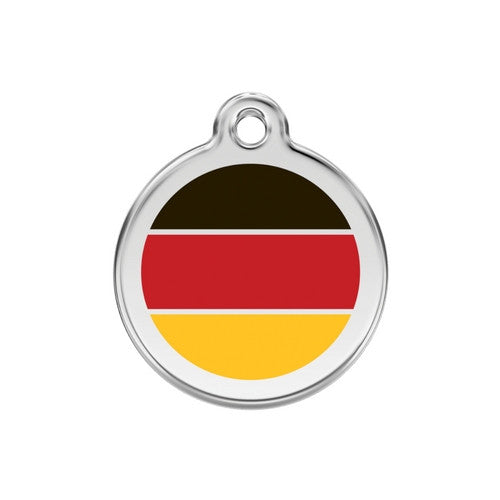 Red Dingo Enamel Stainless Steel National Flag Dog ID Tag Germany Medium