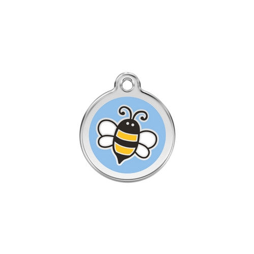 Red Dingo Bumble Bee Enamel Stainless Steel Engraved Dog ID Tag Small Light Blue