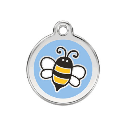 Red Dingo Bumble Bee Enamel Stainless Steel Engraved Dog ID Tag Medium Light Blue