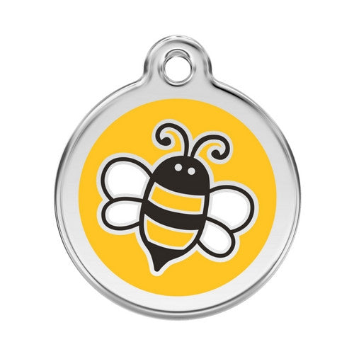 Red Dingo Bumble Bee Enamel Stainless Steel Engraved Dog ID Tag Large Yellow