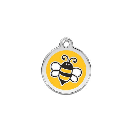 Red Dingo Bumble Bee Enamel Stainless Steel Engraved Dog ID Tag Small Yellow