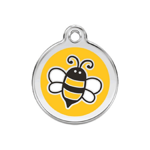 Red Dingo Bumble Bee Enamel Stainless Steel Engraved Dog ID Tag Medium Yellow