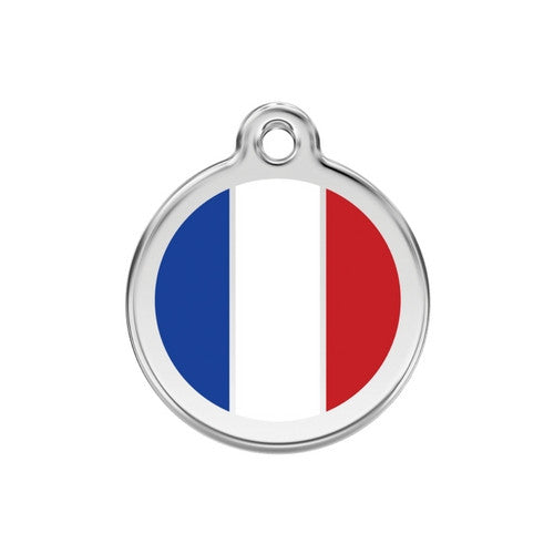 Red Dingo Enamel Stainless Steel National Flag Dog ID Tag France Medium